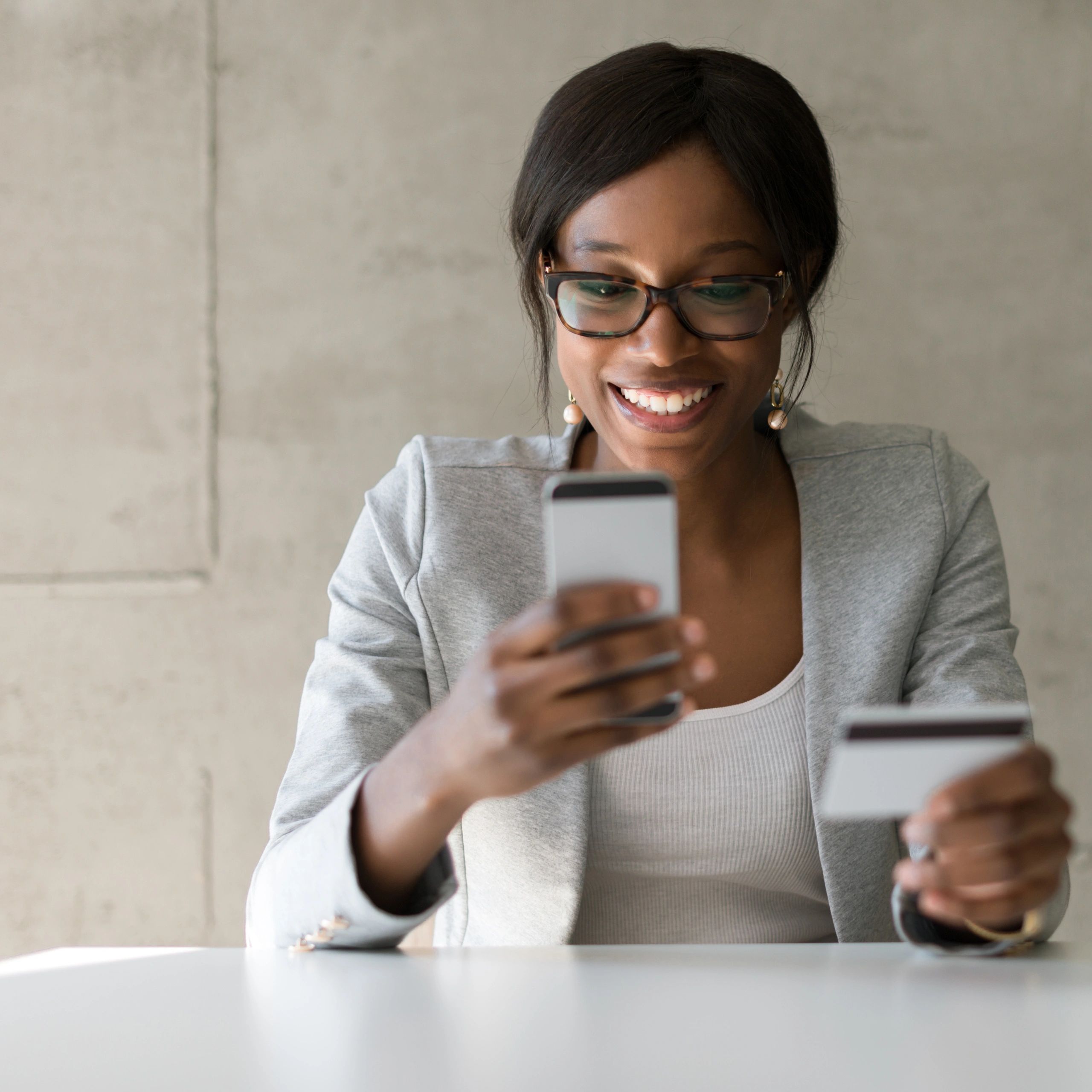 Businesswoman shopping online on a phone